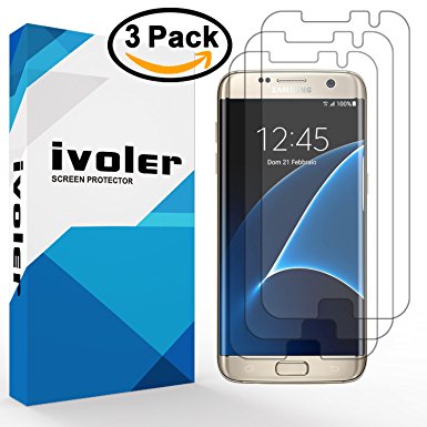 [3 Pack] Samsung Galaxy S7 Edge Screen Protector iVoler [Case Friendly], [Full Coverage], [Anti-Bubble] Wet Liquid Applied TPU Screen Protector [NOT Tempered Glass], Lifetime Replacement - HD Clear