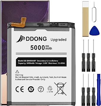 DDONG for Samsung Galaxy Note 20 Ultra Battery Replacement, [5000mAh Upgraded] EB-BN985ABY Battery for Galaxy Note 20 Ultra 5G SM-N985 N985U/U1/A with Repair Tool Kits