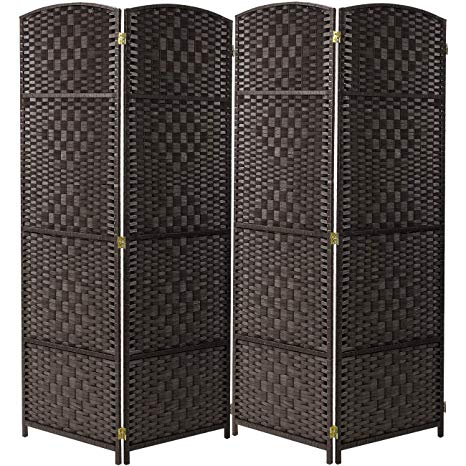 Sorbus Room Divider Privacy Screen, Foldable Panel Partition Wall Divider, Room Dividers and Folding Privacy Screens, Diamond Double-Weaved (4 Panel, Espresso Brown)