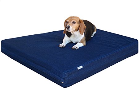 Dogbed4less Orthopedic Memory Foam Dog Bed for Small, Medium to XL Large Pet, Waterproof Liner with Heavy Duty Washable Blue Denim Cover and Extra Bonus Case
