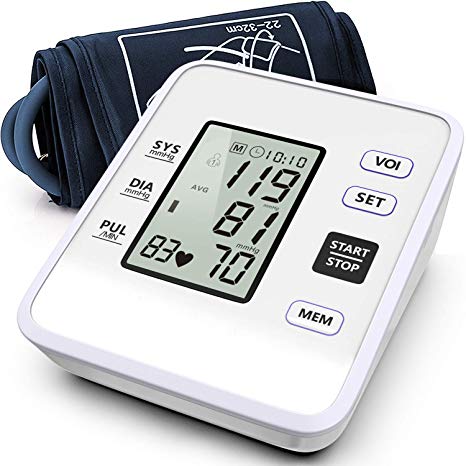 Blood Pressure Monitor Upper Arm Accurate BP Machine Pulse Rate Monitor - Large LCD Display,2 * 99 Reading Memory, Large Cuff Size for Home Use