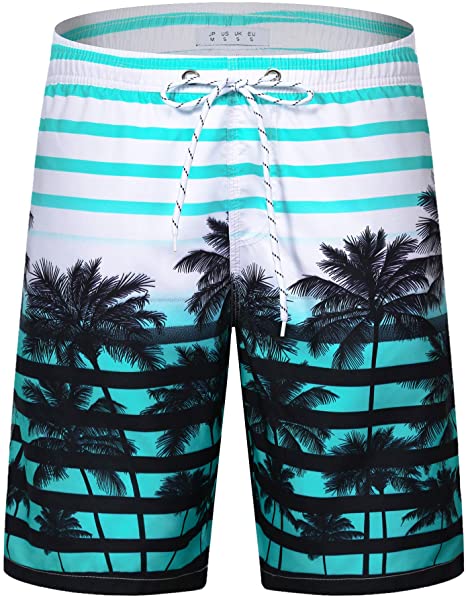 APTRO Men's Swim Shorts Quick Dry Swim Trunks Palm Tree Bathing Suit with Mesh Lining