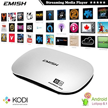 EMISH X810 Andoird Tv Box, Game Player with XBMC, 4K2K Rockchip 3368 64Bit Octa Core DDRIII 2GB, EMMC Flash 16GB, Streaming Media Player with DirectX 9.3 Video playback, Silver