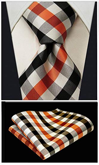 Striped Ties for Men - Woven Necktie   Pocket Square - Mens Ties Neck Tie