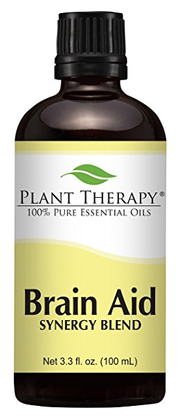 Plant Therapy Brain Aid Synergy (for mental focus and clarity) Essential Oil Blend. 100% Pure, Undiluted, Therapeutic Grade. 100 mL (3.3 Ounce).