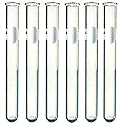 6 Pack - 20x150mm Pyrex Glass Test Tubes with Rim and Marking Spot