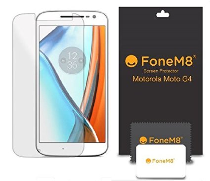 FoneM8® - Motorola Moto G4, G4 Plus 0.2mm Tempered Glass Screen Protector Includes Screen Wipe, Microfibre Cleaning Cloth And Application Card