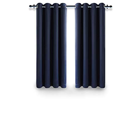 MASVIS Blackout Curtains Super Soft Thermal Insulated Room darkening Window Treatment Eyelet Curtain for Livingroom Bedroom 2 panels (Navy Blue, W46 x L54(117x137cm))