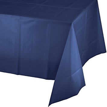 Creative Converting Touch of Color Plastic Table Cover, 54 by 108-Inch, Navy