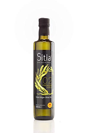 Premium Gold Extra Virgin Sitia Olive Oil [1pk of 16.9oz/500ml] Cold Pressed, Kosher, Unblended, Low Acidity and High in Polyphenols and Antioxidants, ideal for Keto Diets