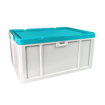 Storage Containers, FINE DRAGON 53 Liter Solid Plastic Storage Bins Box with Lid and Combination Lock for Storing Tools, Toys, Gifts, Clothes and More (Cyan)