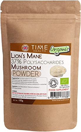 Lions Mane Organic Extract - EU Grown - 37% Polysaccharides - Dual Extracted - No Fillers, Binders or Flow Agents - Vegan - GMP Standards - UK Made (100g Powder Pouch)