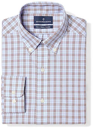 Amazon Brand - BUTTONED DOWN Men's Classic Fit Plaid Non-Iron Dress Shirt