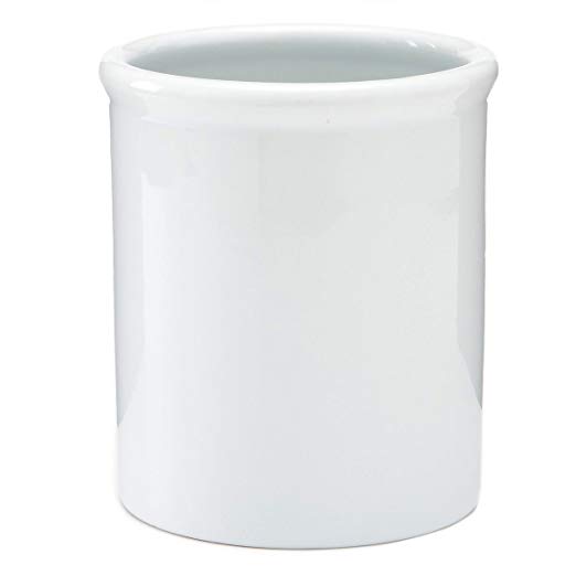 2PO Pure White Porcelain Large Utensil Holder 6.5'