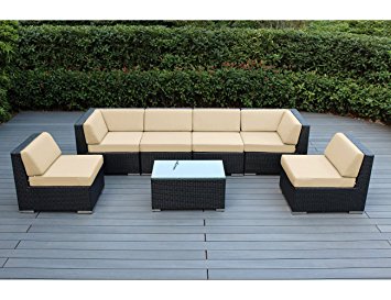 Ohana Collection 7 Piece Outdoor Wicker Sofa Set - Sunbrella Beige