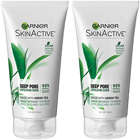 Garnier SkinActive Exfoliating Face Scrub with Green Tea, Oily Skin,  5 Fl Oz, Pack of 2 (Packaging May Vary)