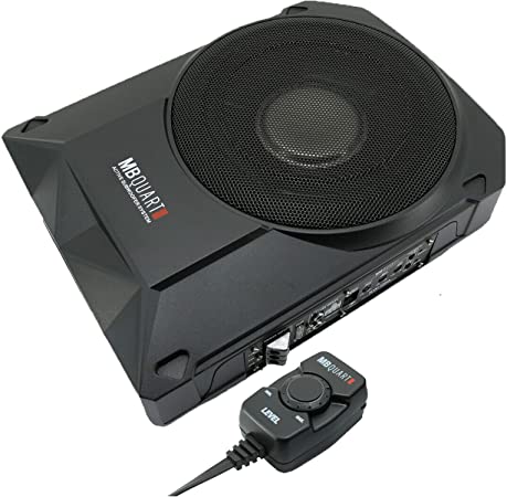 MB Quart RW-108A 600W Reference Series 8" Slim Low Profile Compact Under-Seat 4-Ohm Active Powered Subwoofer Enclosure with Built in Amplifier for Car Boat RV ATV