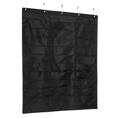 MaidMAX Hanging Wall File Organizer Over the Door with 5 Hooks for Classroom, Home and Office, 30 Pockets, Black