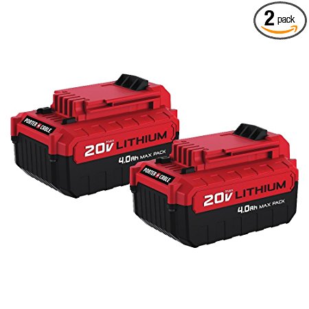 PORTER-CABLE Porter Cable PCC685LP 20V Max 4.0 Amp Hours Lithium Power Tool Battery, 2PK