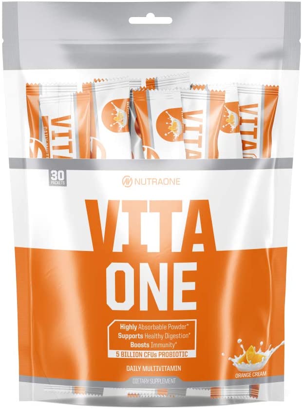 VitaOne Vitamin Powder Packets by NutraOne – Powdered Vitamin and Mineral Supplement (Orange Cream - 30 Individual Packets)