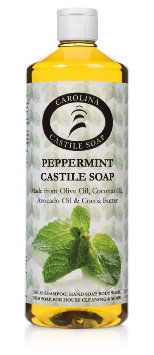 Peppermint Castile Soap W/Organic Cocoa Butter - 32 oz - Carolina Castile