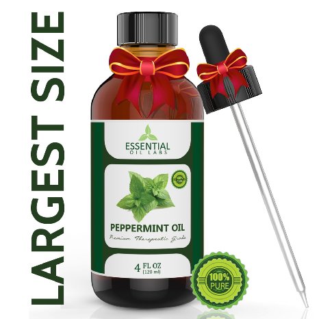 Peppermint Oil - 74 Off Flash Sale - Highest Quality Therapeutic Grade Backed by Medical Research - Largest 4 Oz Bottle with Free Premium Dropper - 100 Pure and Natural - Guaranteed Results - Essential Oil Labs