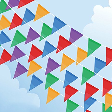 200 Pcs Multicolor Pennant Banner,PortableFun 250 Ft Nylon Fabric Decorations Flags For Festival Grand Opening Parties and backyard Picnics