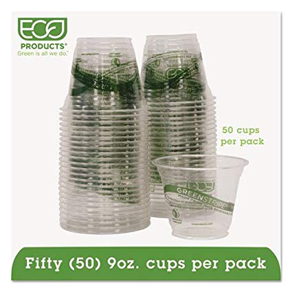 Eco Products GreenStripe Cold Drink Cups, 9oz, Clear, 50/Pack EP-CC9S-GSPK by "Eco-Products, Inc"