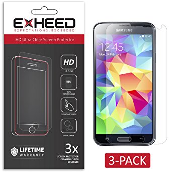 EXHEED Samsung Galaxy S5 Screen Protector - High Quality Ultra Clear High Definition (HD) in Retail Packaging (3-Pack with Lifetime Warranty - USA Seller)