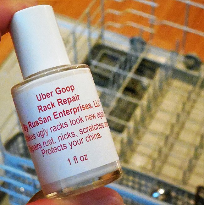 (NEW 1oz size) Uber Goop WHITE Dishwasher Rack Coating/Glue (bottle only)