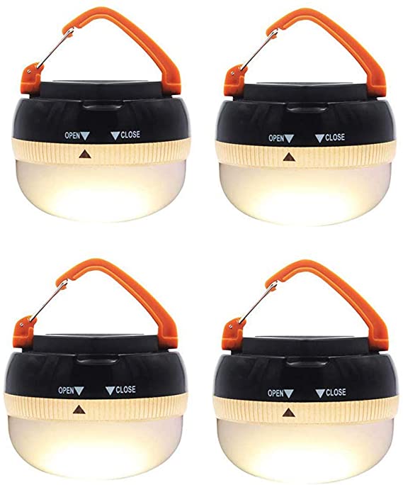 AuKvi Brightest LED Lantern Portable Camping Lights Outdoor Tent Light Hanging Camping Lamp with 5 Modes, Restractable Hook (4 Pack)