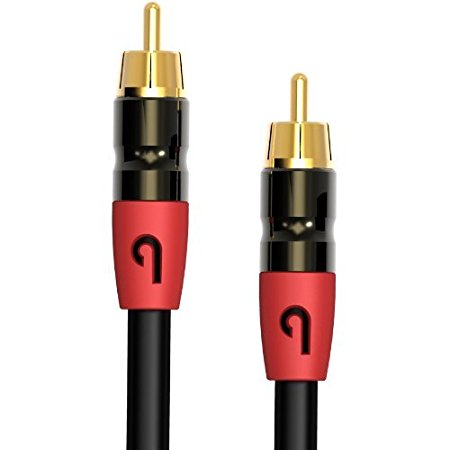 PlugLug® Dual Shielded Subwoofer Audio RCA Cable with Gold plated connectors - 10 Feet.