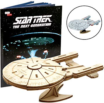 Star Trek The Next Generation: U.S.S. Enterprise Book and 3D Wood Model Figure Kit - Build, Paint and Collect Your Own Wooden Toy Model - Great for Kids and Adults, 10  - 5"