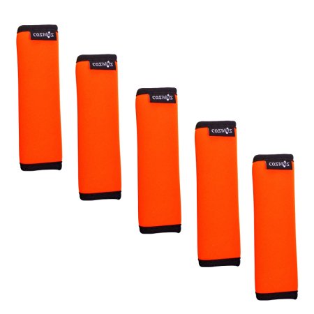 Cosmos ® 5 Pieces Fluorescence Orange Comfort Neoprene Handle Wraps/Grip/Identifier for Travel Bag Luggage Suitcase