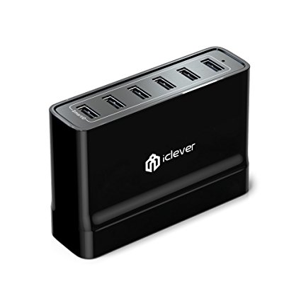 iClever BoostCube 60W USB Wall Charger / Desktop Charger, 6 SmartID Port Charging Station with 5ft Power Cord for iPhone 7/6s, iPad Pro/mini/Air, Galaxy S7/S6/Edge/Plus, Note 5/4, LG and More