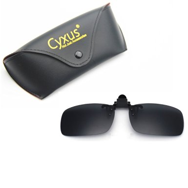 Cyxus Polarized Lenses Classic Sunglasses Clip-On Prescription Glasses [Anti-glare] [UV Protection] Driving/Fishing Outdoor Eyewear, Men & Women (Black)