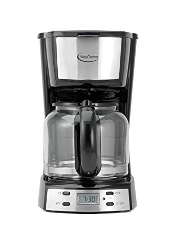 Betty Crocker BC-2809CB 12-Cup Coffee Maker with Digital Screen, Stainless Steel