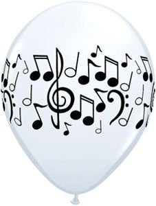 Single Source Party Supplies - 11" Music Notes White Latex Balloons Bag of 10