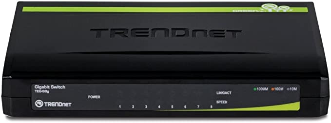 TRENDnet TEG-S8g 8-Port Unmanaged Gigabit GREENnet Desktop Switch (8 x 10/100/1000Mbps Auto-Negotiation, Auto-MDIX) (Plastic Housing)