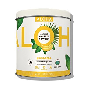 ALOHA Organic Plant Based Protein Powder, Stevia Free, Banana, 20.1 oz, 15 Servings