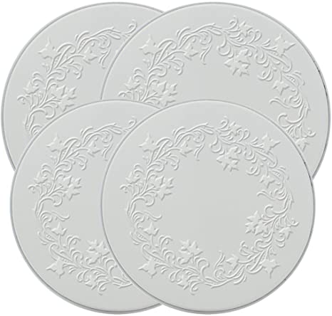 Range Kleen 5057 Set of 4 Round Ivy Embossed White Burner Kovers with 2 8.5 Inch and 2 10.5 Inch