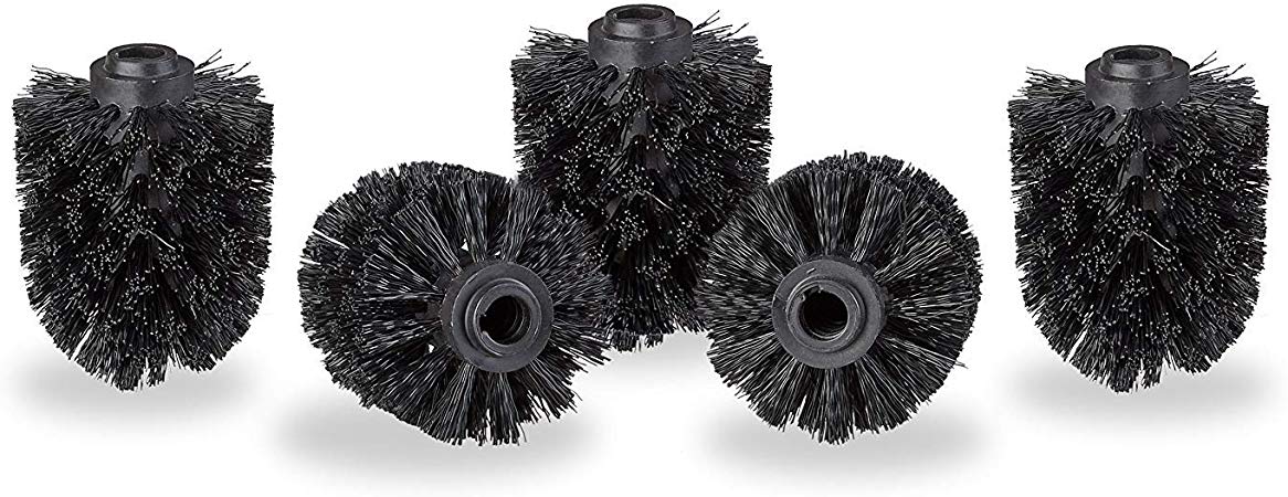 TOOGOO Toilet brush head in a set of 5, loose toilet brushes 12mm thread, replacement brush head diameter 7 cm, black