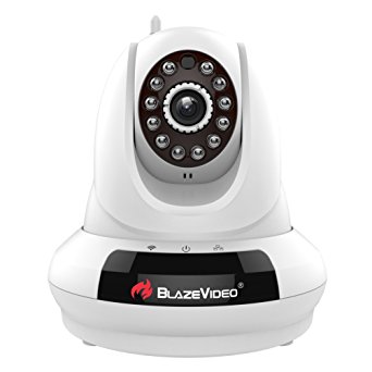 BlazeVideo Wireless WiFi 720P IP Network Pan/Tilt Cloud Camera, SD Card Video Record, Night Vision, Voice Input and Output, Two-Way Audio, Motion Detection for iPhone, iPad, Android Phone or PC White