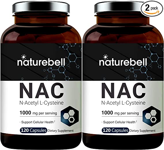 2 Pack NAC Supplements and NAC Sustain (N-Acetyl L-Cysteine), 1000mg Per Serving, 120 Capsules, Strongly Support Liver Function, Lung Health and Detox, Non-GMO