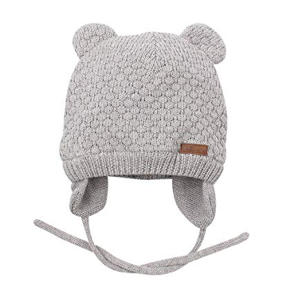 BAVST Baby Beanie Hat for Winter with Earfalp Cute Bear Kids Toddler Girls Boys Warm Knit Cap 0-2Years