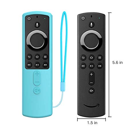 SIKAI Remote Case For 5.6 inch Fire TV Stick 4K Remote Skin-Friendly Shockproof Silicone Cover Compatible with Fire TV Stick 4K All-New Alexa Voice Remote Anti-Lost with Loop (Glow in Dark Blue)