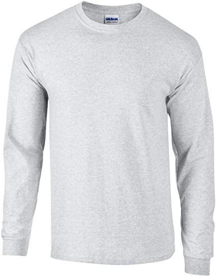 Gildan Mens Plain Crew Neck Ultra Cotton Long Sleeve T-Shirt