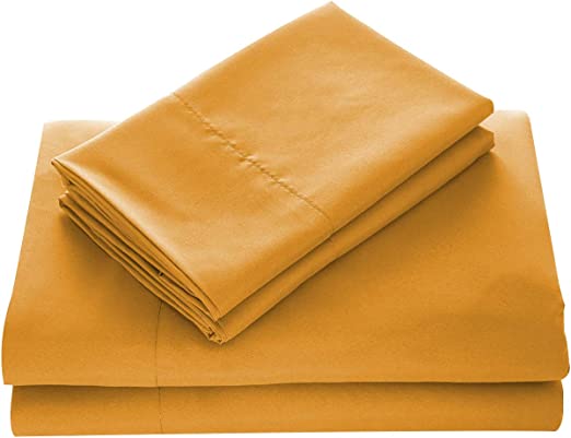 WAVVA Bedding Luxury 4-Pcs Bed Sheets Set- 1800 Deep Pocket, Wrinkle & Fade Resistant (Queen, Inca Gold)