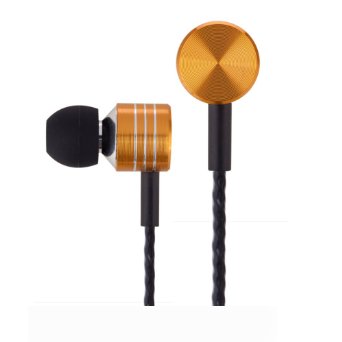 Max Caser In-Ear Earphones Stereo Earbuds Headphone with Microphone and Volume Control Golden