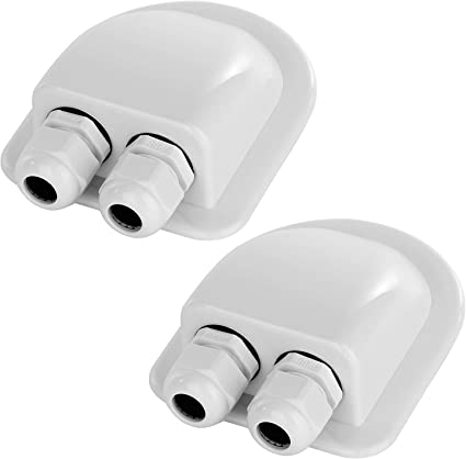 2 Pack of IP68 Waterproof Solar Cable Entry Gland by Restmo, Weather Resistant Dual Cable Entry Housing for Solar Panels of RV, Caravan, Marine, Boat, Cabin, White